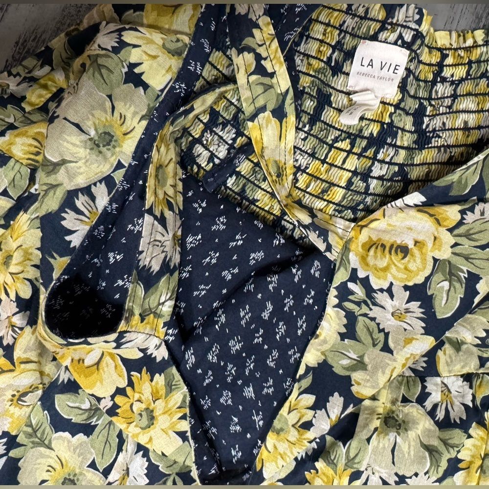 La Vie Rebecca Taylor Serena Tiered Floral Tie-Shoulder Midi Dress Size XL - Picture 16 of 16